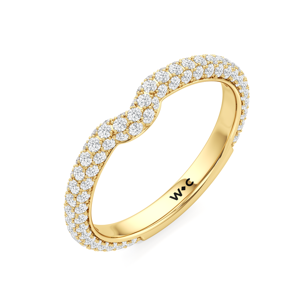 The Tulip Velvet Diamond Wedding Band with 18KT Yellow Gold Cut Diamond in 14KT Yellow Gold view 4
