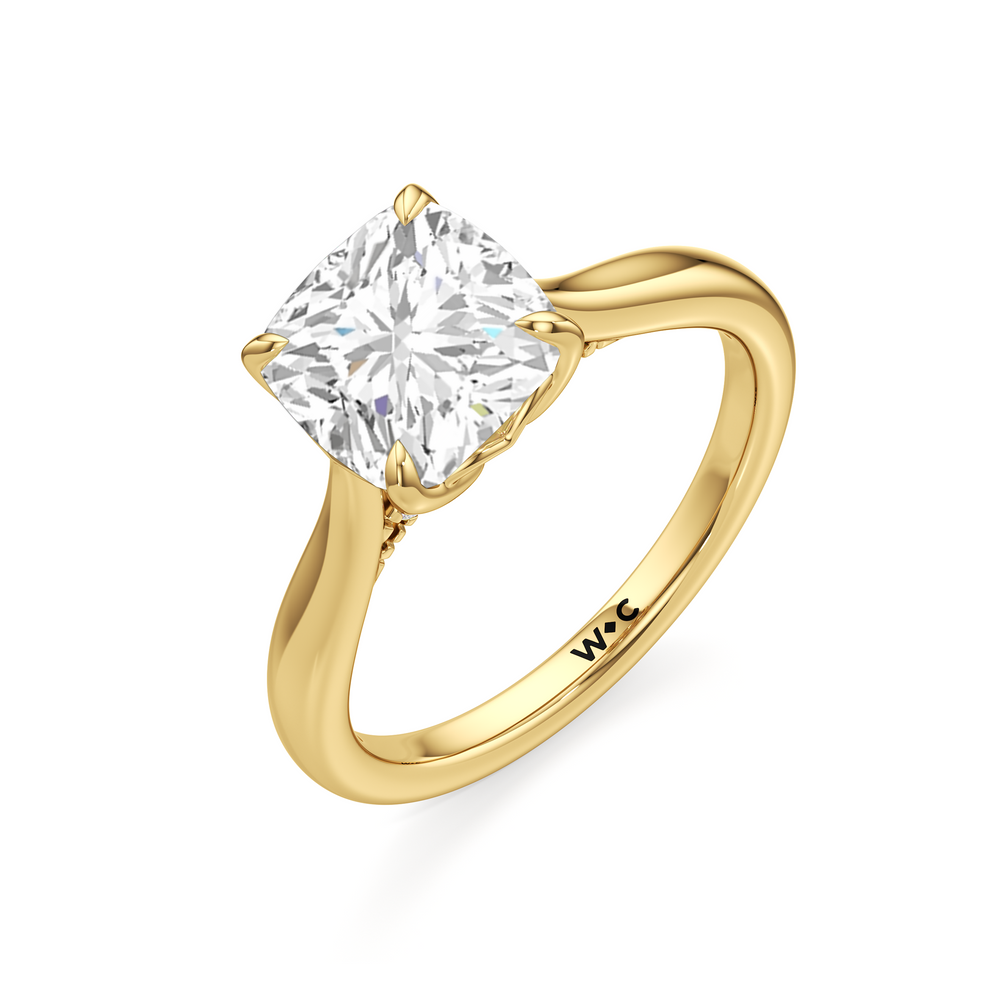 Cushion Cut The Tulip Whisper Ring with Lab Grown Diamond in 14KT Yellow Gold view 5
