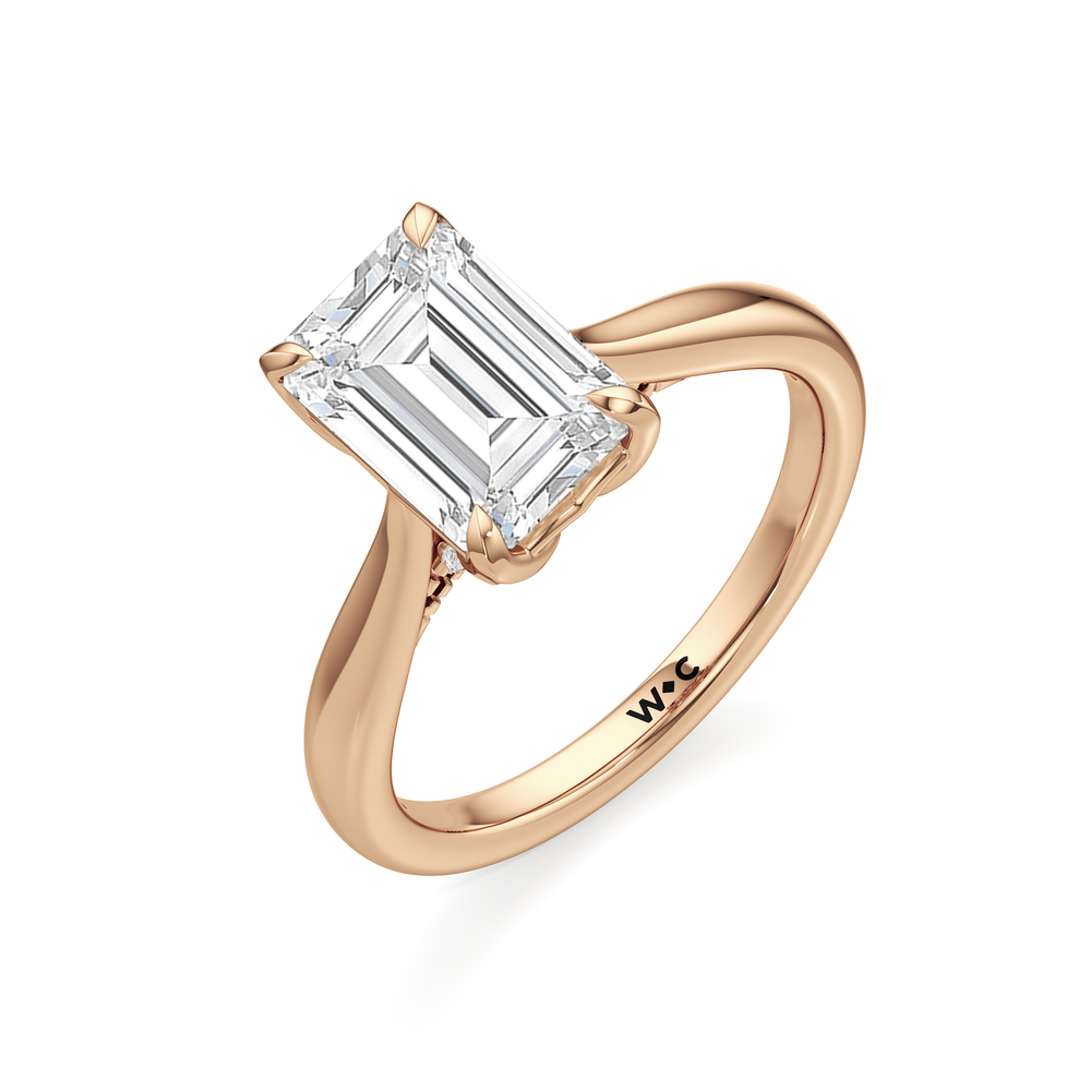 Emerald Cut The Tulip Whisper Ring with Lab Grown Diamond in 14KT Rose Gold view 5
