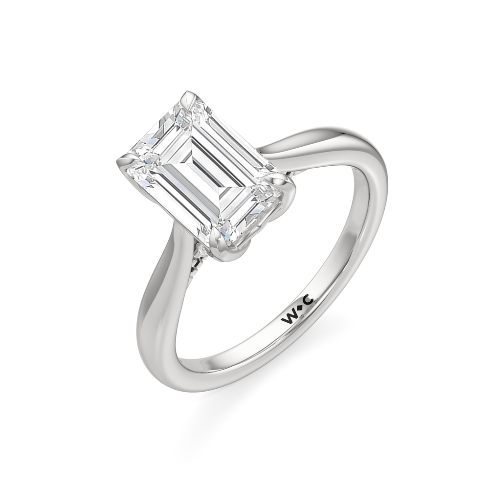 Emerald Cut The Tulip Whisper Ring with Lab Grown Diamond in 14KT Platinum view 5
