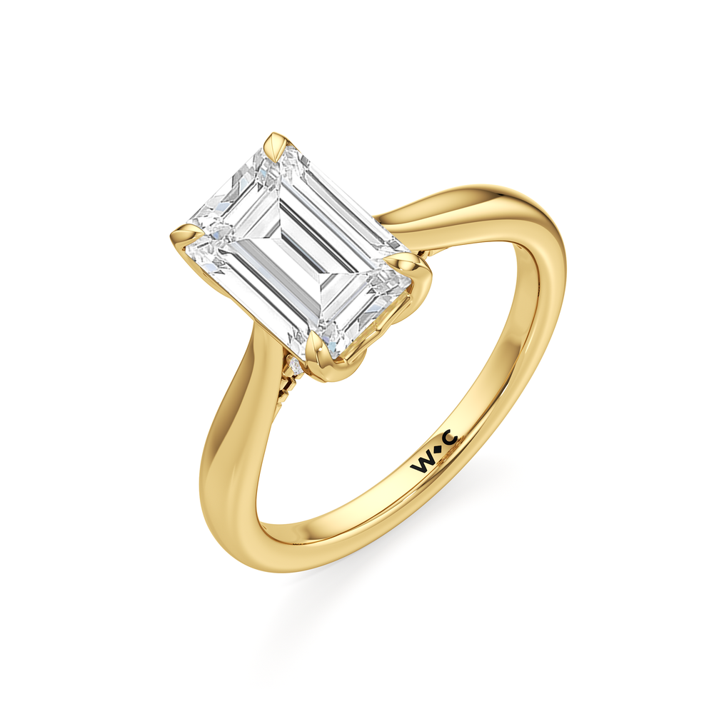 Emerald Cut The Tulip Whisper Ring with Lab Grown Diamond in 14KT Yellow Gold view 5
