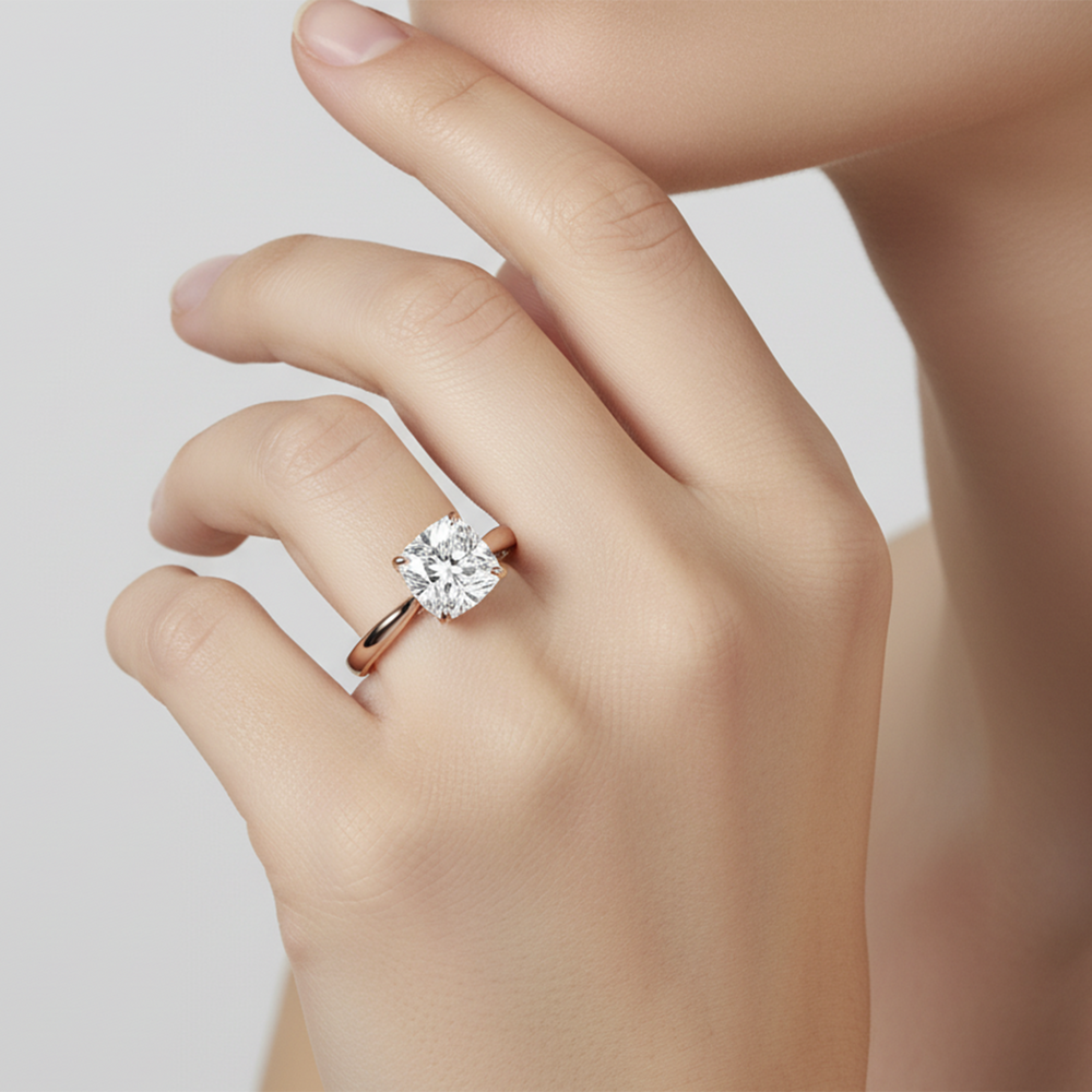 Emerald Cut The Tulip Whisper Ring with Lab Grown Diamond in 14KT Rose Gold view 3

