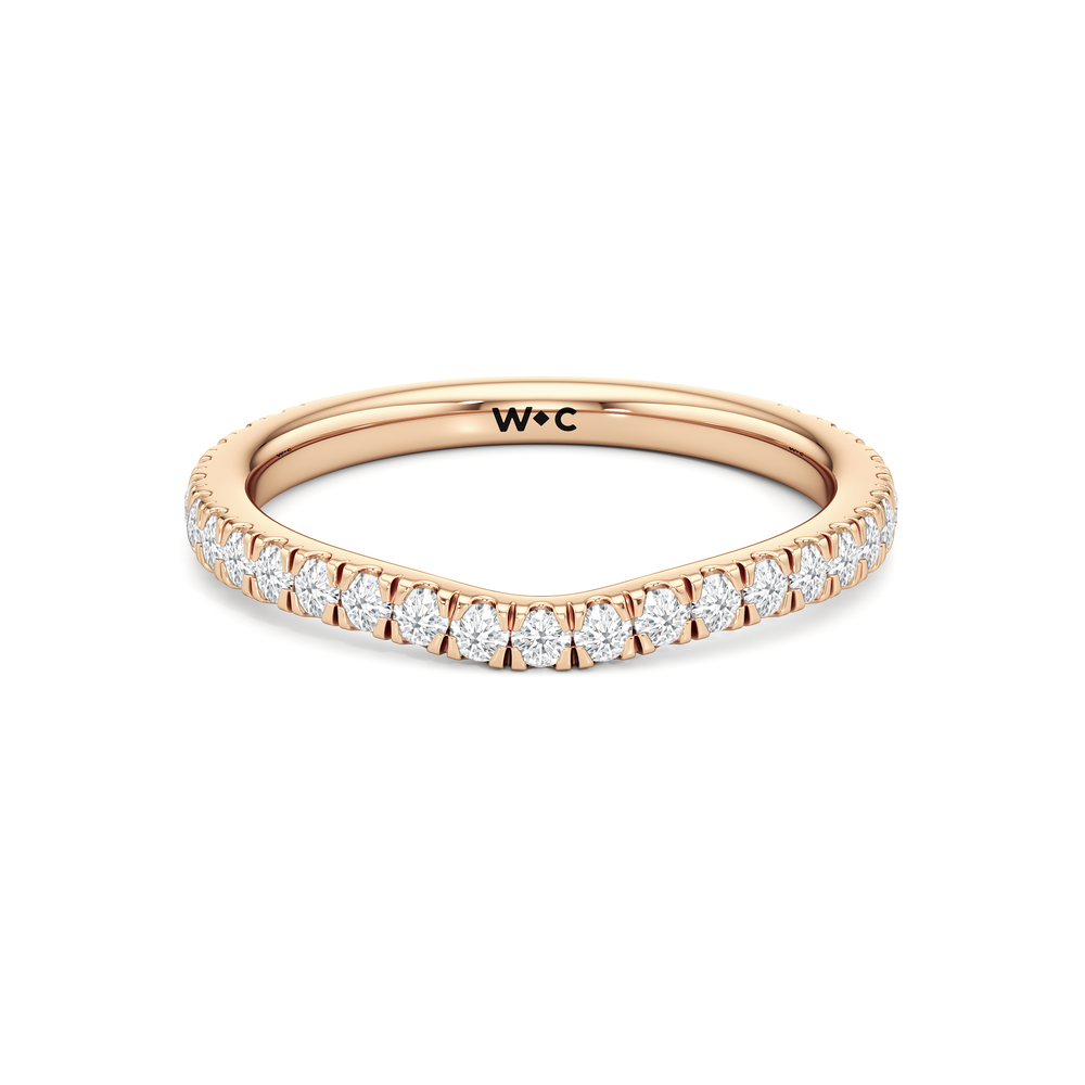 The Tulip Trilogy Diamond Wedding Band with 18KT Rose Gold Cut Diamond in 14KT Rose Gold view 1
