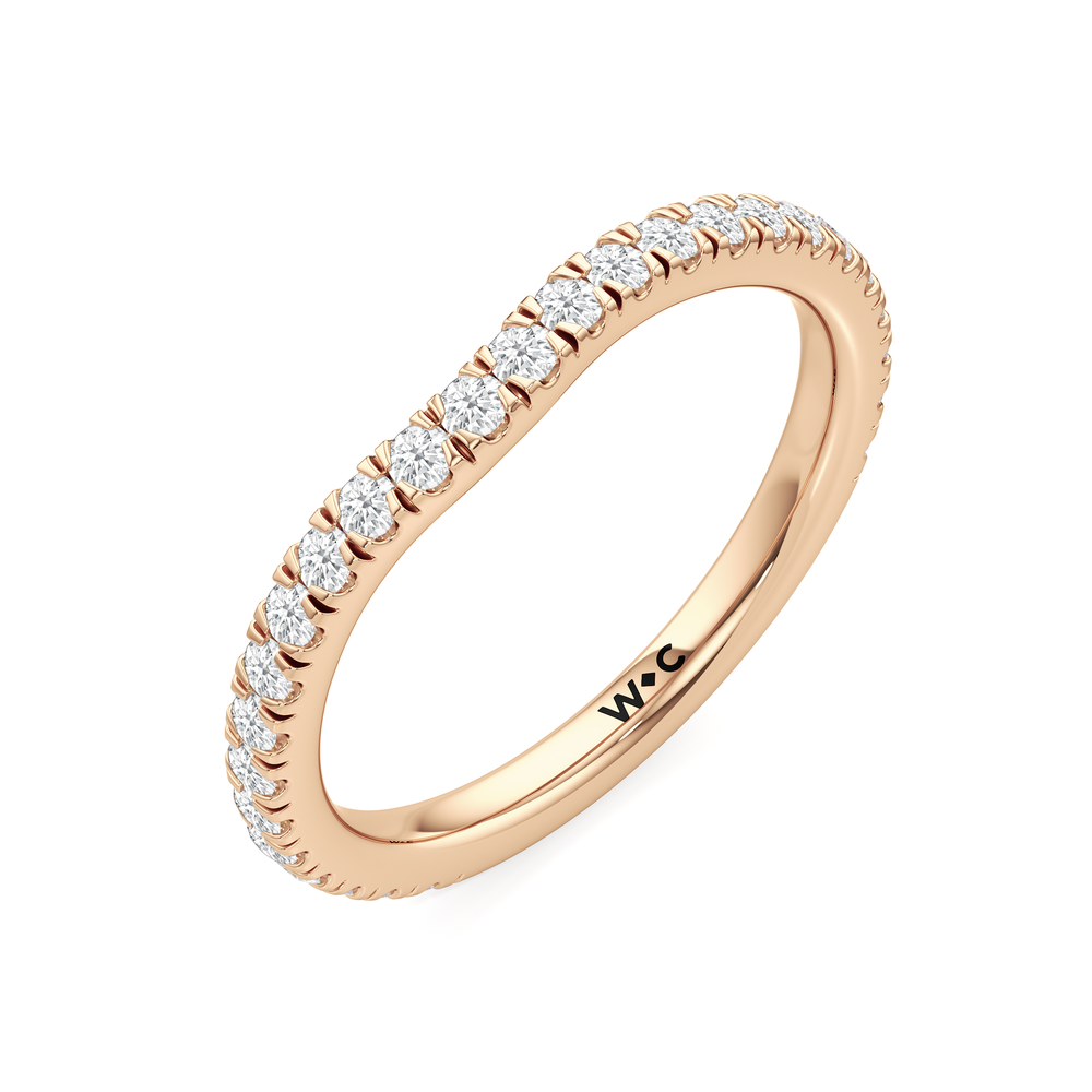 The Tulip Trilogy Diamond Wedding Band with 18KT Rose Gold Cut Diamond in 14KT Rose Gold view 4
