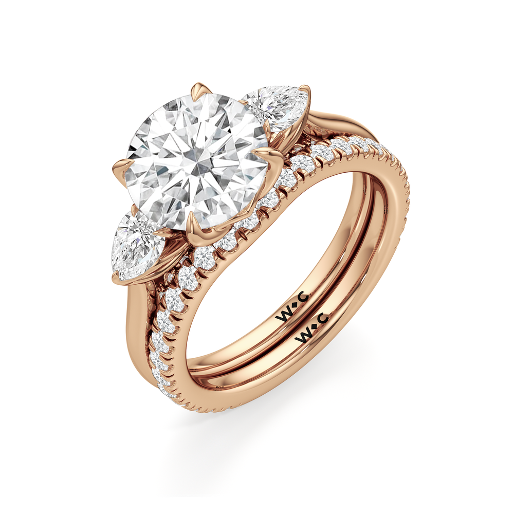 The Tulip Trilogy Ring with Princess Cut Diamond in 14KT Rose Gold view 5
