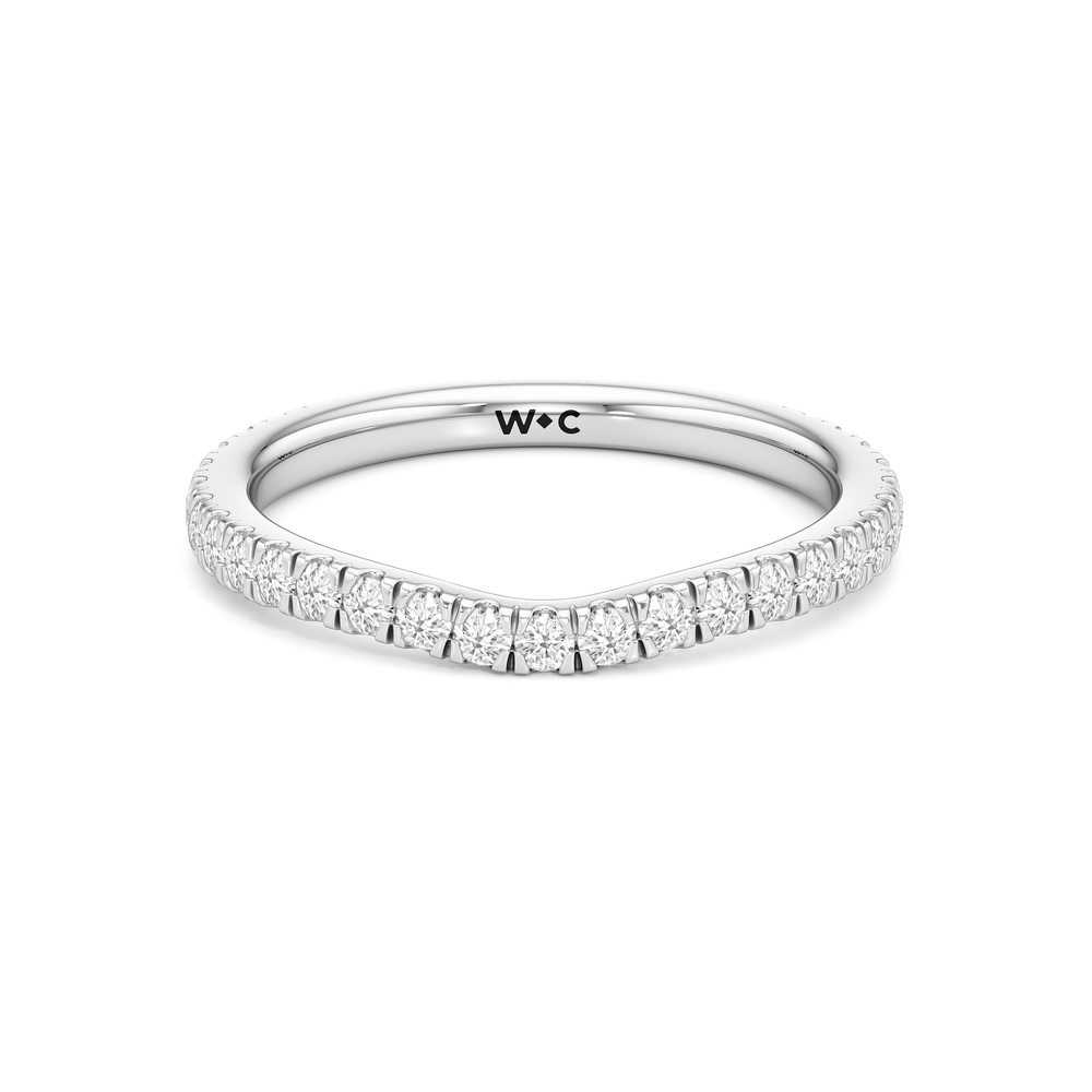 The Tulip Trilogy Diamond Wedding Band with Platinum Cut Diamond in 14KT Platinum view 1
