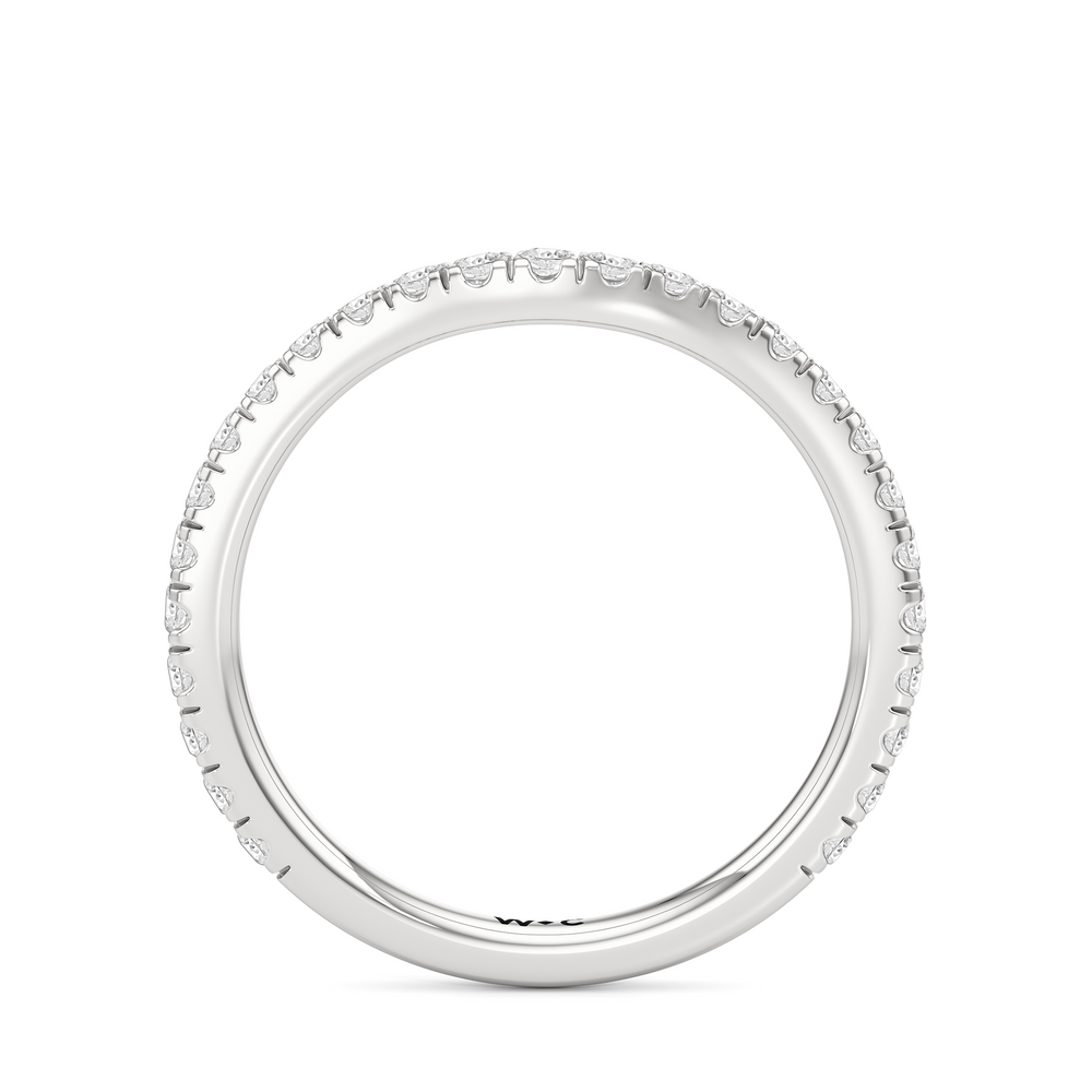 The Tulip Trilogy Diamond Wedding Band with Platinum Cut Diamond in 14KT Platinum view 2
