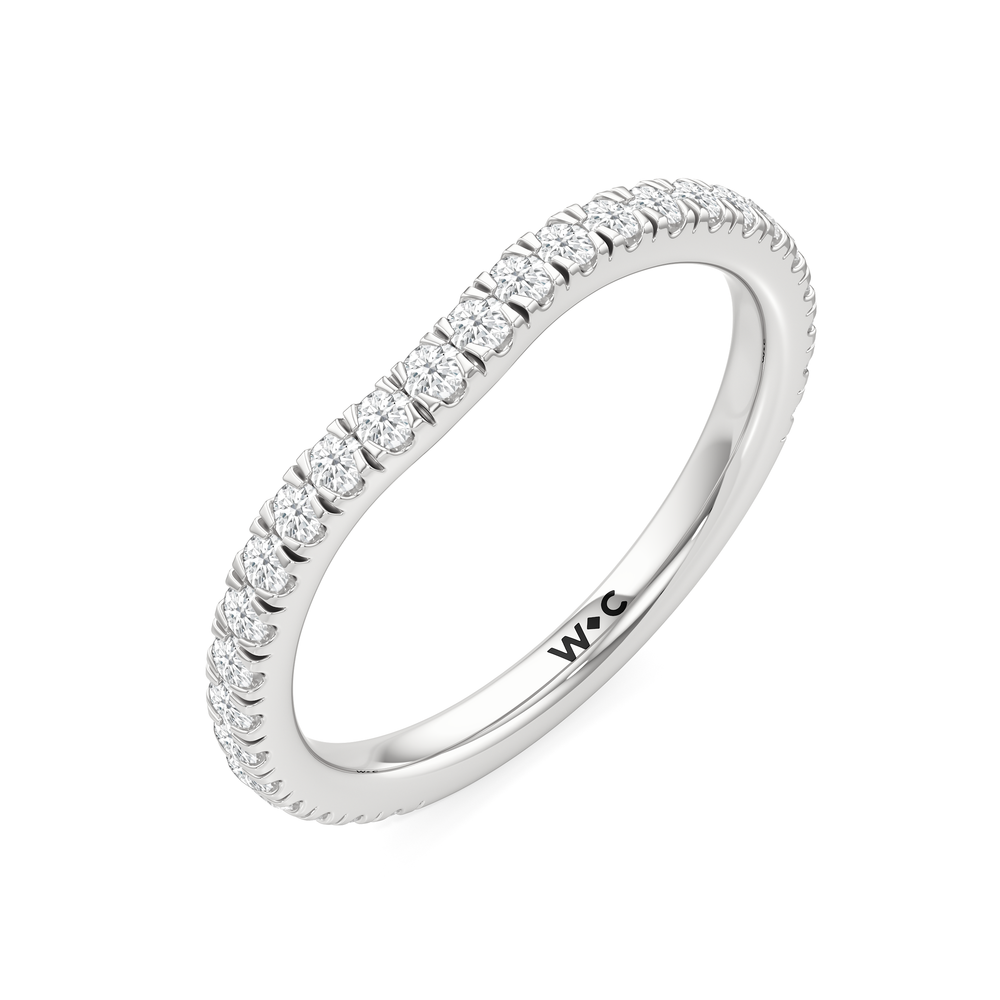 The Tulip Trilogy Diamond Wedding Band with Platinum Cut Diamond in 14KT Platinum view 4
