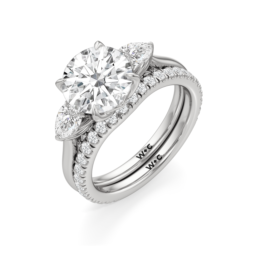 The Tulip Trilogy Ring with Round Cut Diamond in 14KT Platinum view 5
