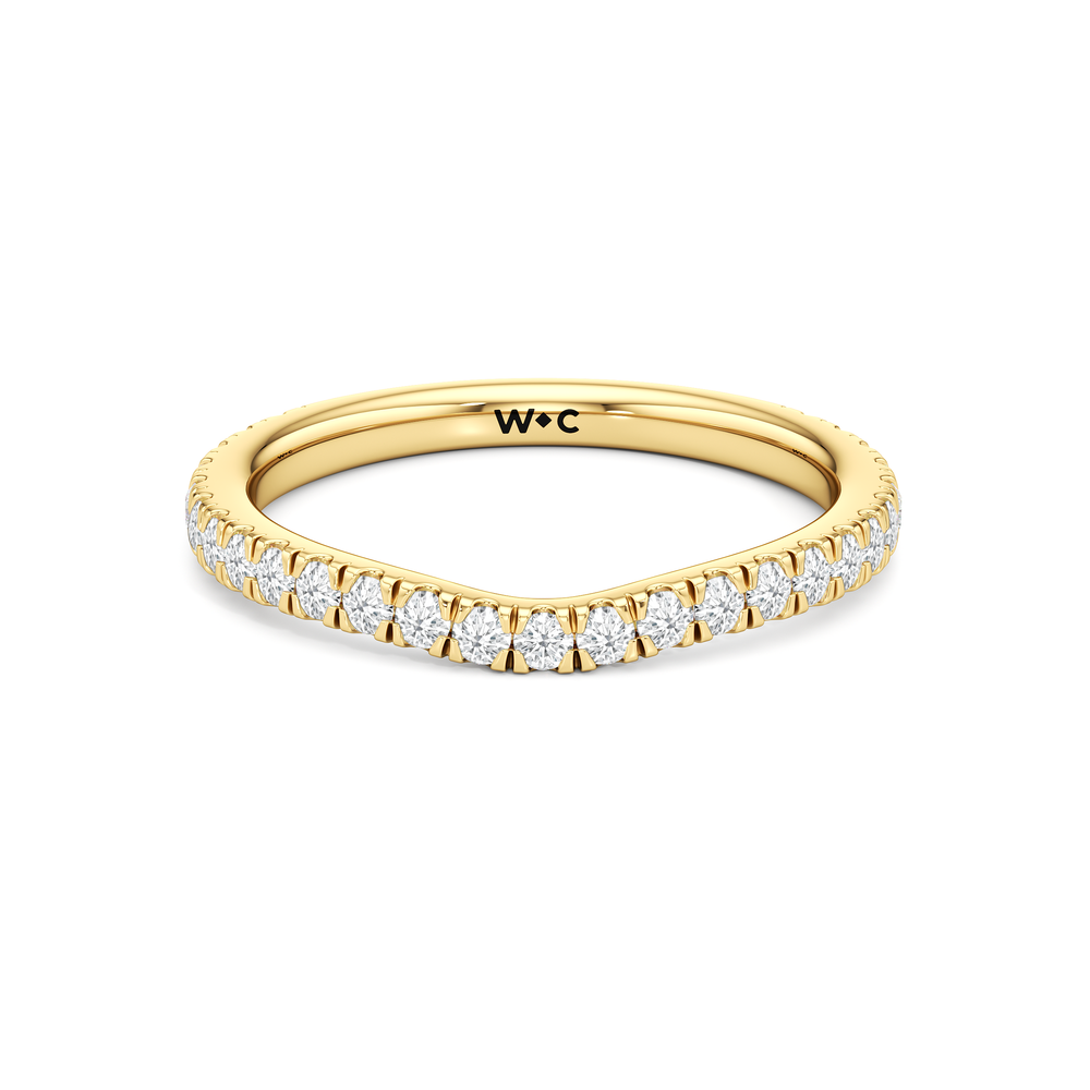 The Tulip Trilogy Diamond Wedding Band with 18KT Yellow Gold Cut Diamond in 14KT Yellow Gold view 1
