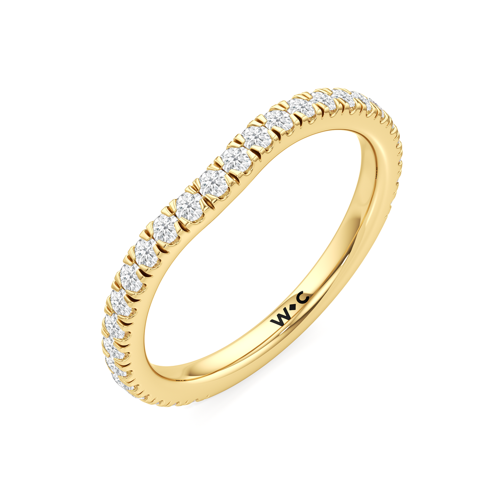 The Tulip Trilogy Diamond Wedding Band with 18KT Yellow Gold Cut Diamond in 14KT Yellow Gold view 4
