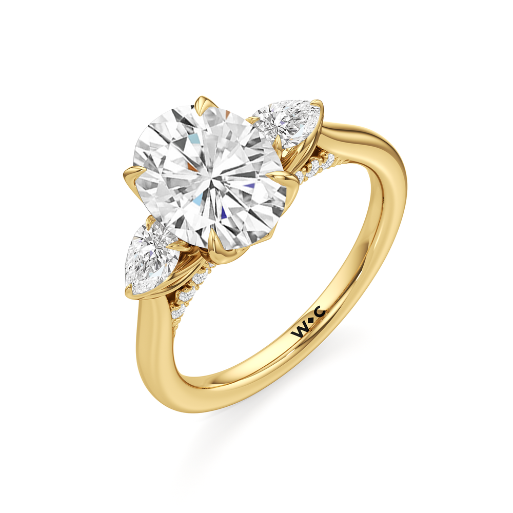 The Tulip Trilogy Ring with Oval Cut Diamond in 14KT Yellow Gold view 4
