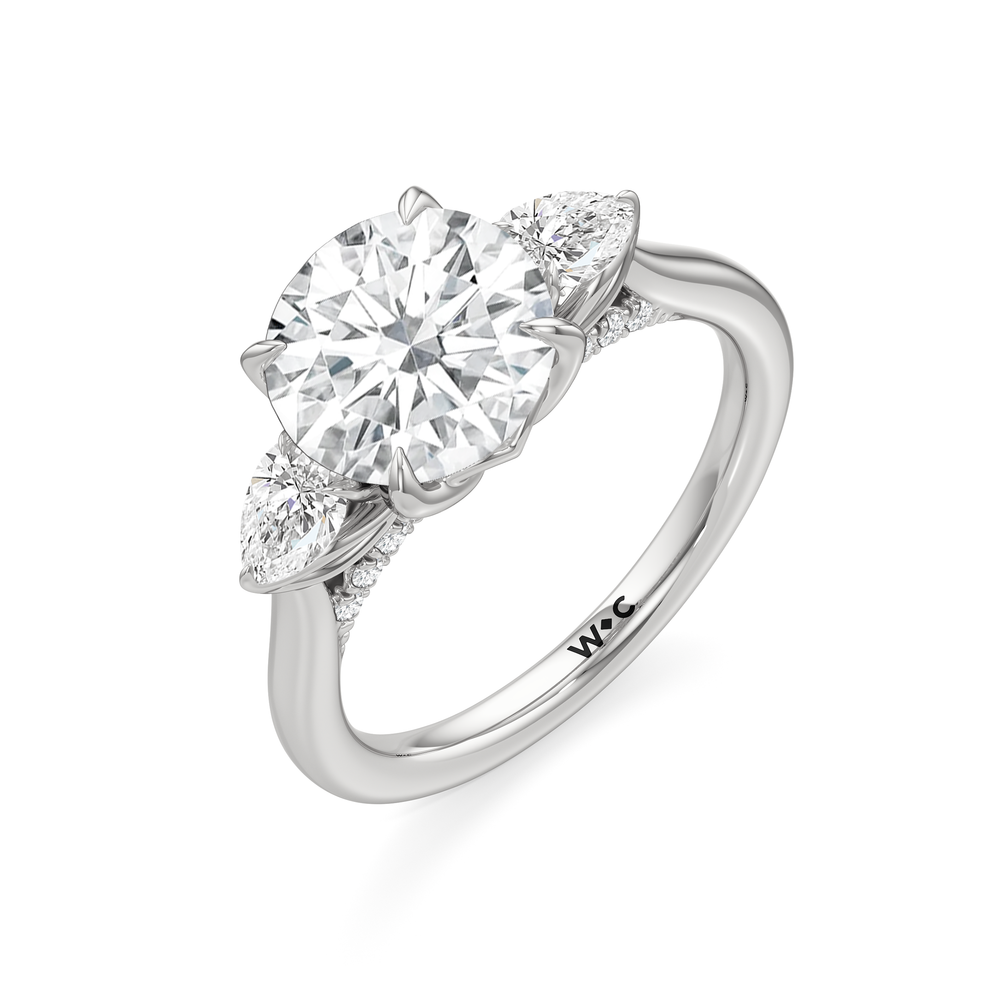 The Tulip Trilogy Ring with Round Cut Diamond in 14KT Platinum view 4
