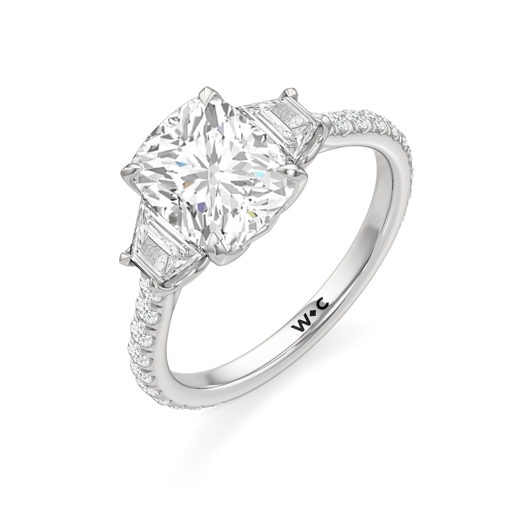 Elongated Cushion Cut The Tulip Grande Ring with Lab Grown Diamond in 14KT Platinum view 5
