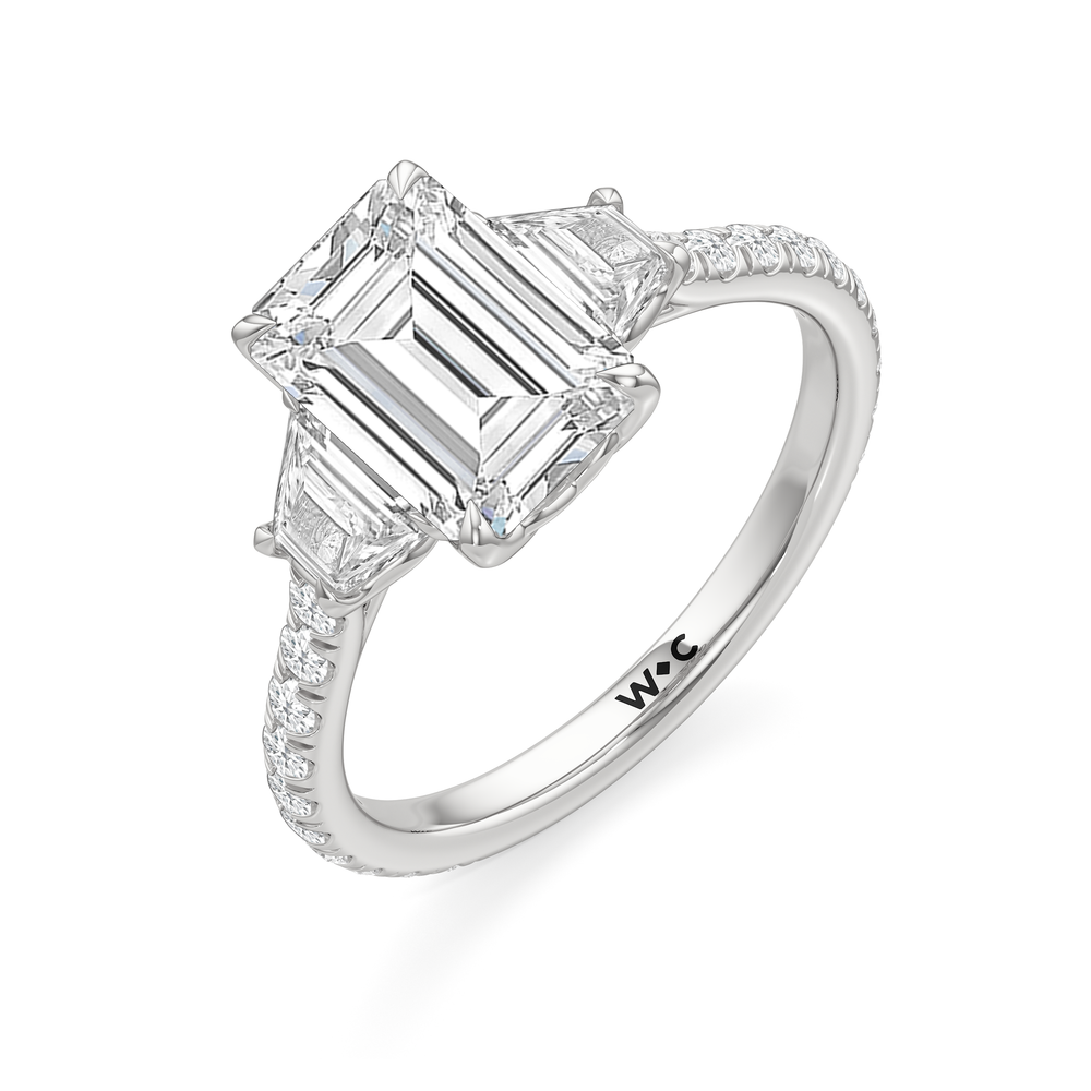 Emerald Cut The Tulip Grande Ring with Lab Grown Diamond in 14KT Platinum view 5
