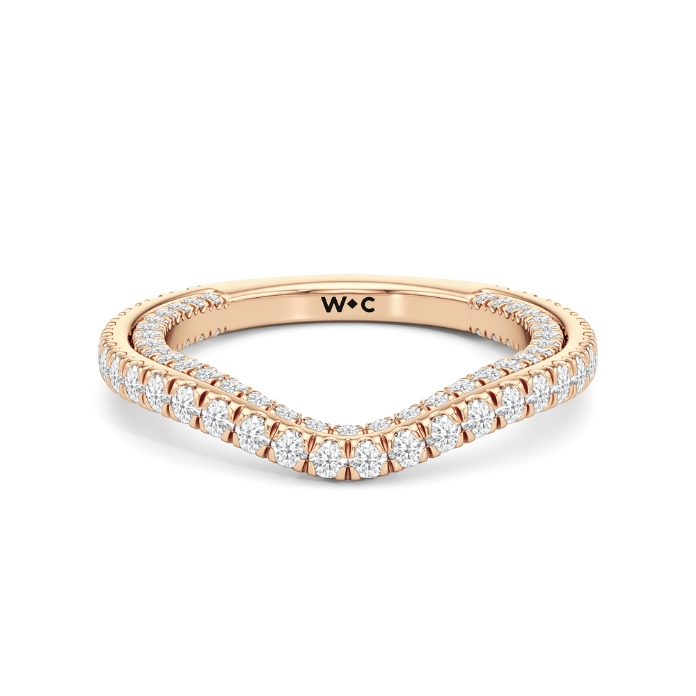 The W Crest Diamond Wedding Band with 18KT Rose Gold Cut Diamond in 14KT Rose Gold view 1
