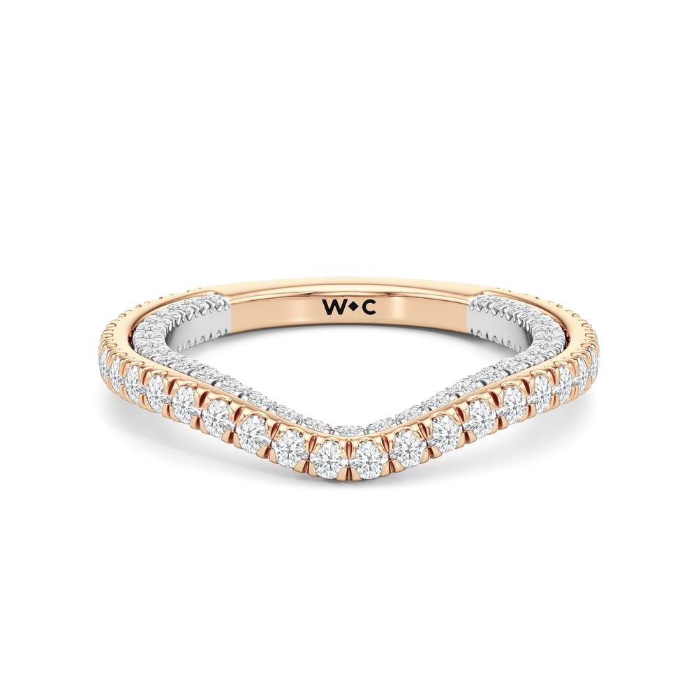 The W Crest Diamond Wedding Band with 18KT Rose Gold & Platinum Cut Diamond in 14KT Rose Gold & Platinum view 1
