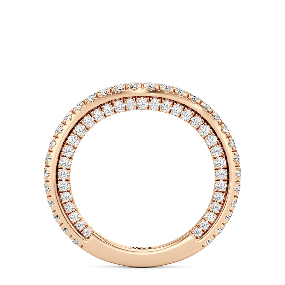 The W Crest Diamond Wedding Band with 18KT Rose Gold Cut Diamond in 14KT Rose Gold view 6
