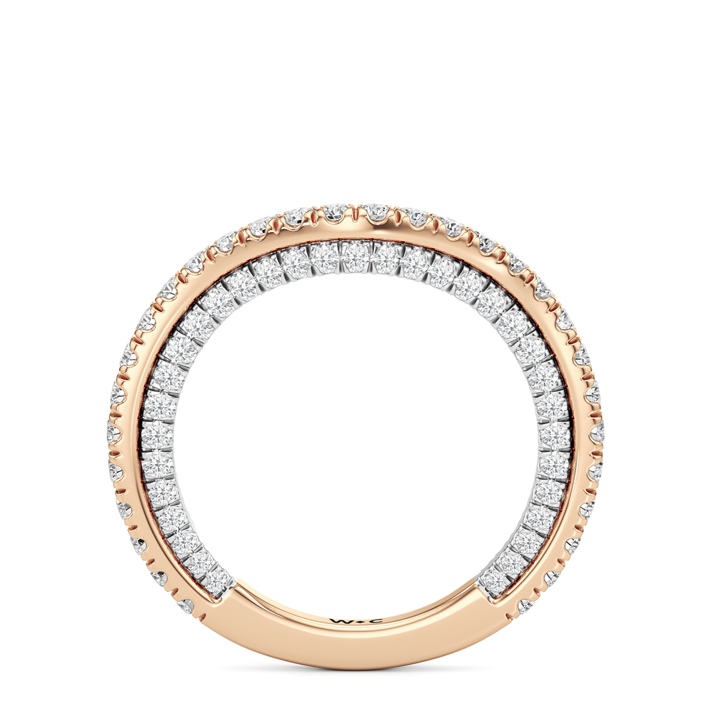The W Crest Diamond Wedding Band with 18KT Rose Gold & Platinum Cut Diamond in 14KT Rose Gold & Platinum view 6
