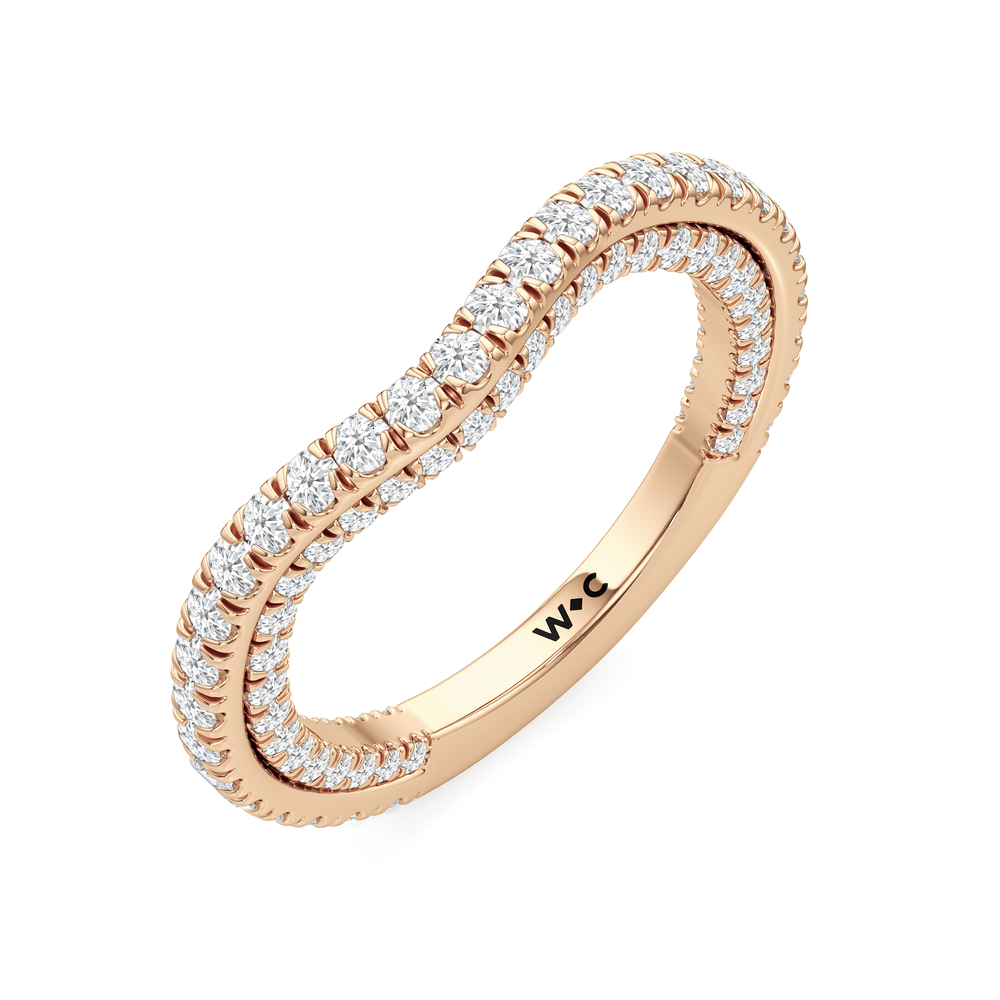 The W Crest Diamond Wedding Band with 18KT Rose Gold Cut Diamond in 14KT Rose Gold view 7
