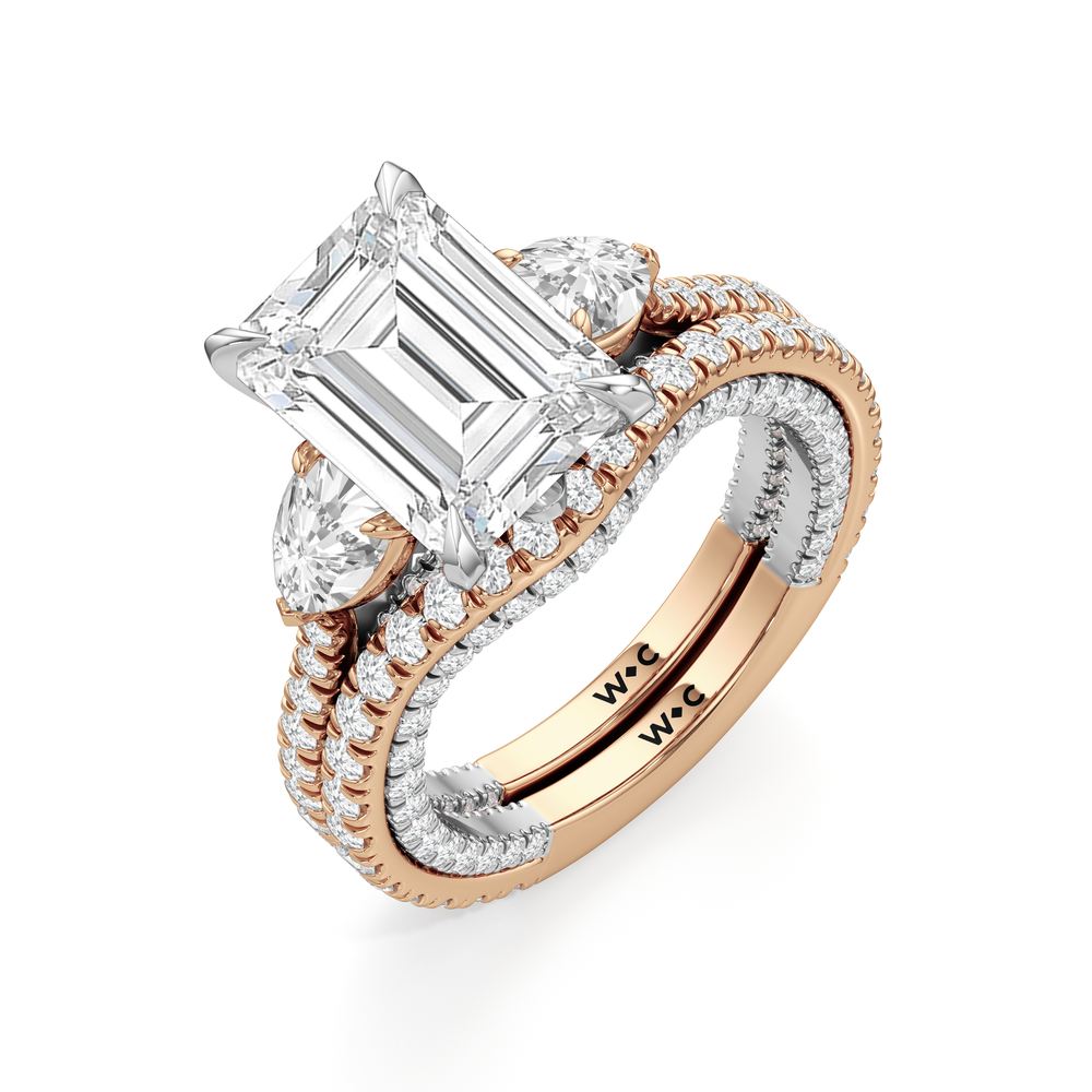 Oval Cut The W Crest Engagement Ring with Lab Grown Diamond in 14KT Rose Gold & Platinum view 8

