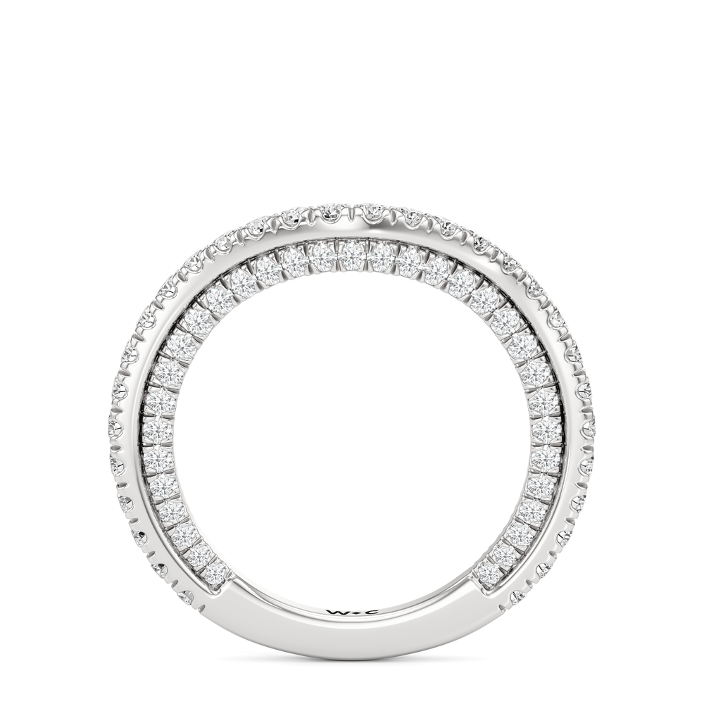 The W Crest Diamond Wedding Band with Platinum Cut Diamond in 14KT Platinum view 6
