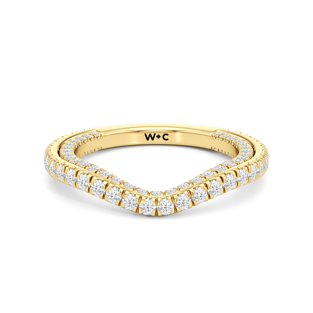 The W Crest Diamond Wedding Band with 18KT Yellow Gold Cut Diamond in 14KT Yellow Gold view 1
