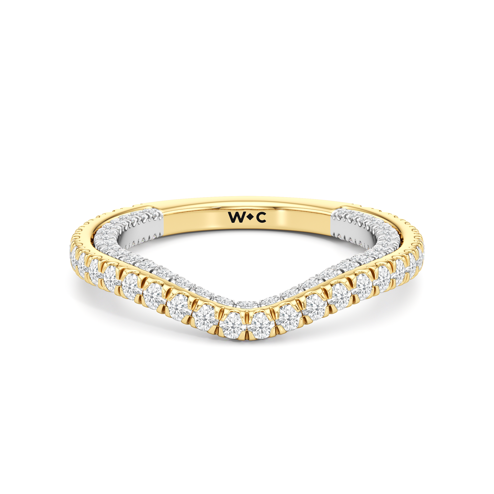 The W Crest Diamond Wedding Band with 18KT Yellow Gold & Platinum Cut Diamond in 14KT Yellow Gold & Platinum view 1
