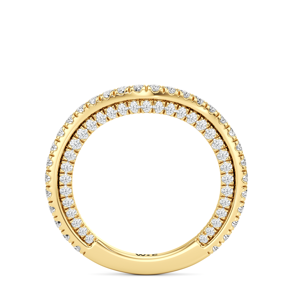 The W Crest Diamond Wedding Band with 18KT Yellow Gold Cut Diamond in 14KT Yellow Gold view 6
