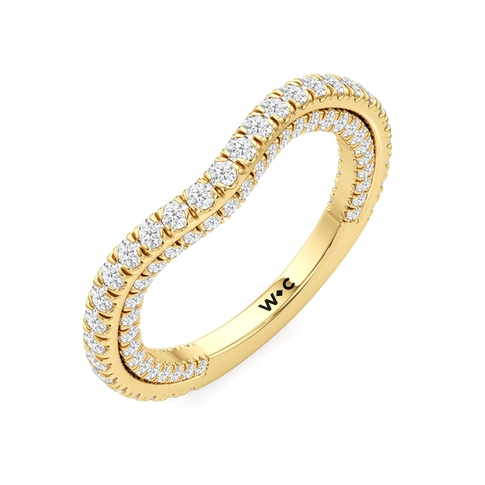 The W Crest Diamond Wedding Band with 18KT Yellow Gold Cut Diamond in 14KT Yellow Gold view 7
