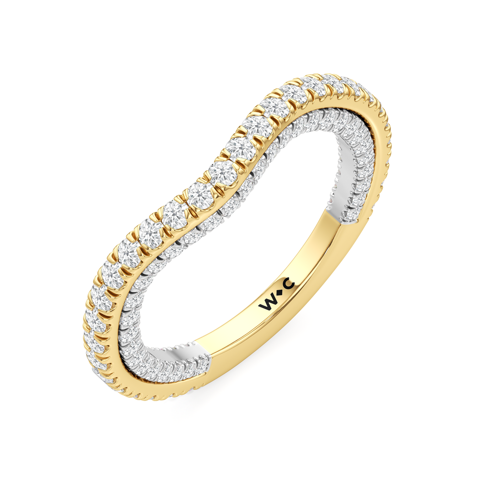 The W Crest Diamond Wedding Band with 18KT Yellow Gold & Platinum Cut Diamond in 14KT Yellow Gold & Platinum view 7
