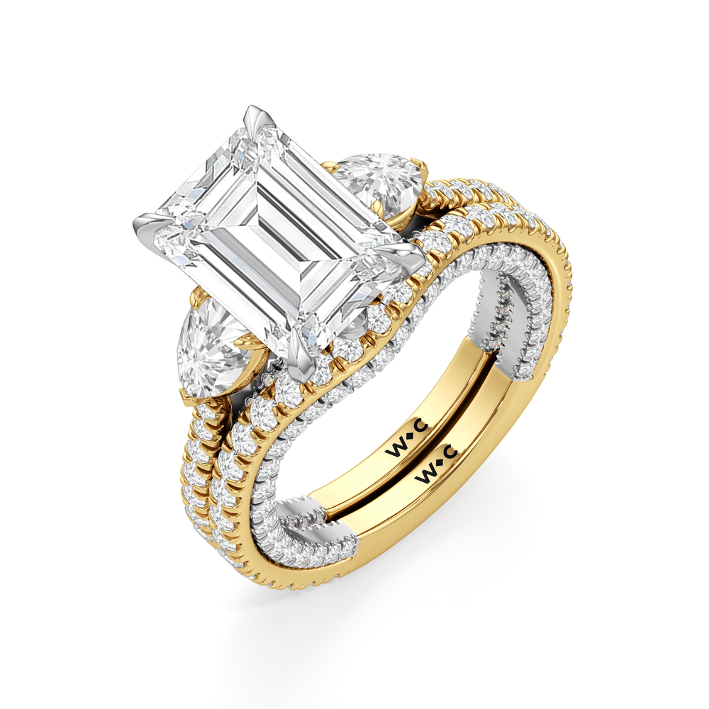 Oval Cut The W Crest Engagement Ring with Lab Grown Diamond in 14KT Yellow Gold & Platinum view 8
