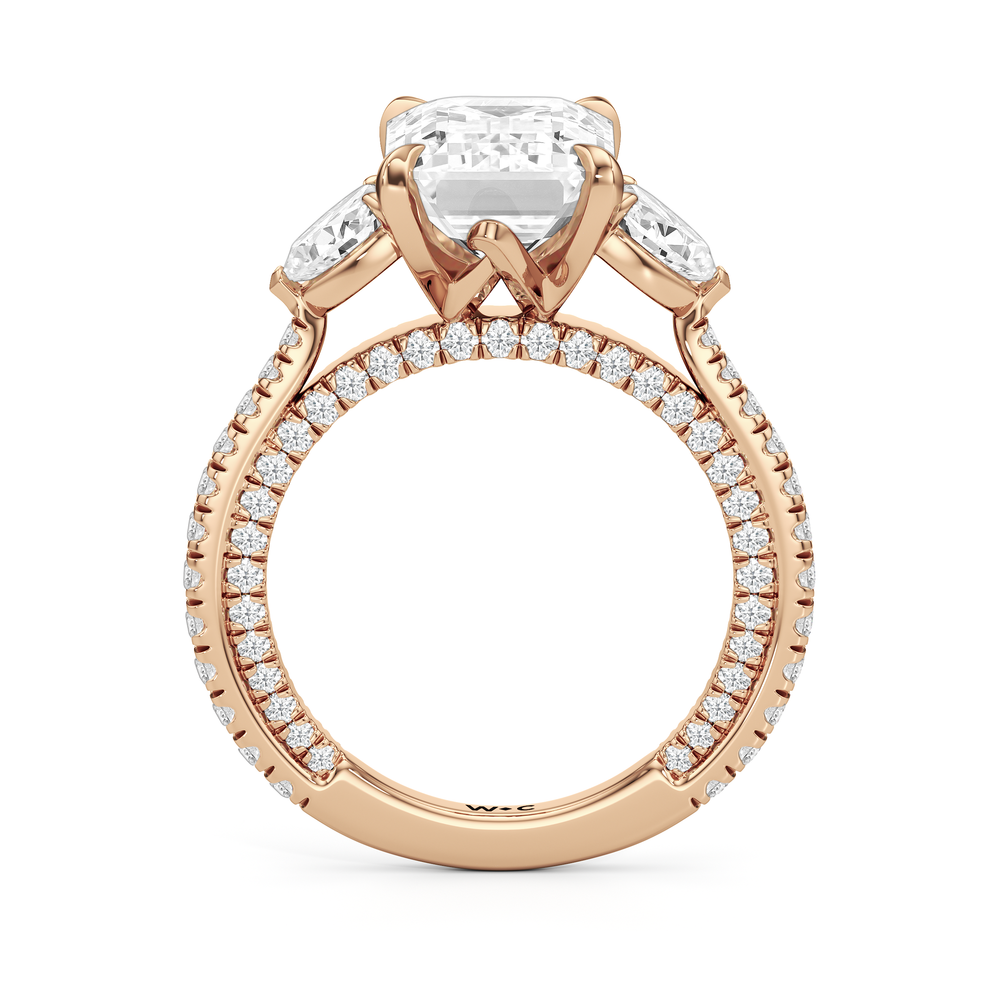 Emerald Cut The W Crest Engagement Ring with Lab Grown Diamond in 14KT Rose Gold view 6

