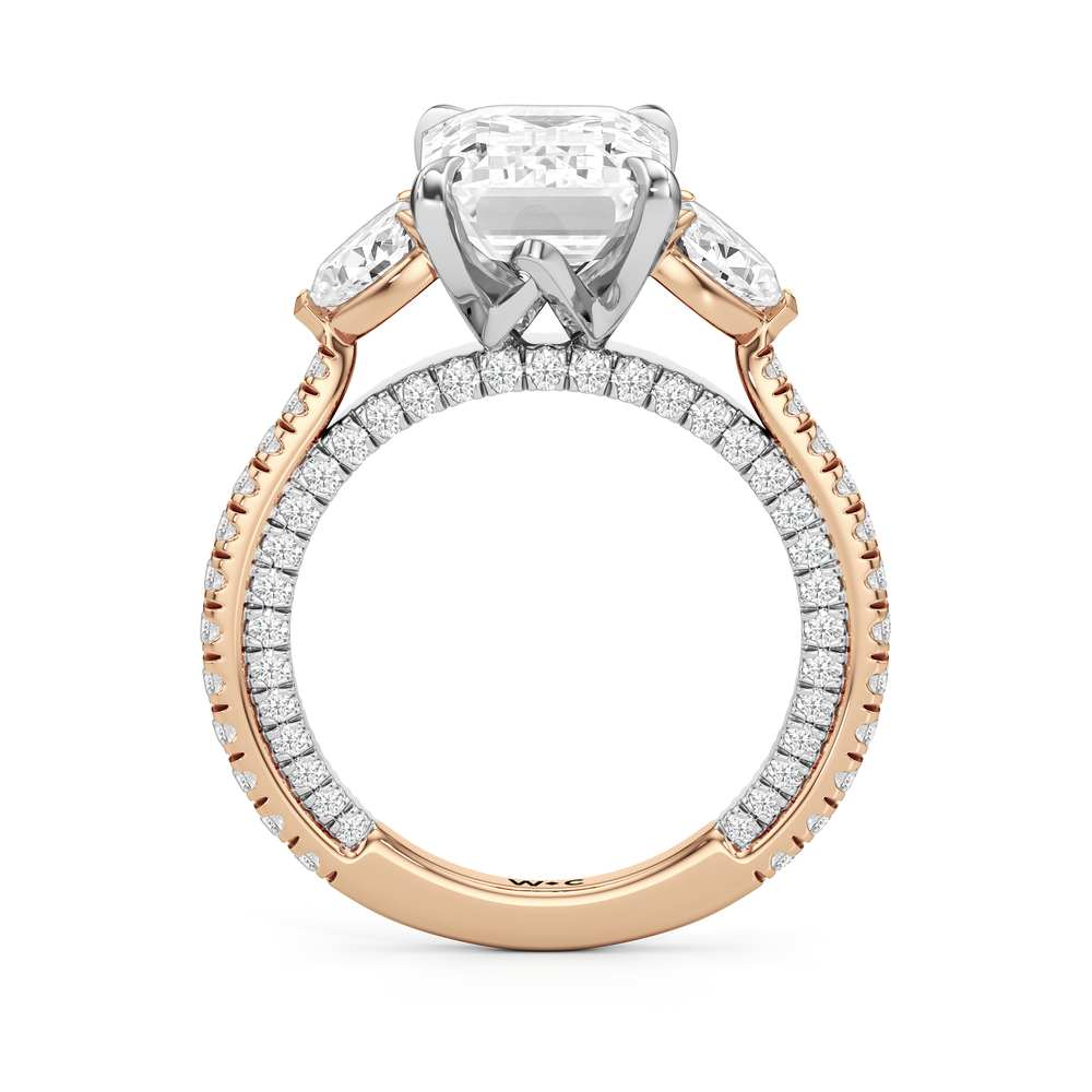 Emerald Cut The W Crest Engagement Ring with Lab Grown Diamond in 14KT Rose Gold & Platinum view 6
