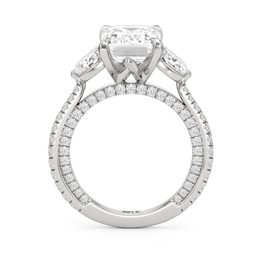 Emerald Cut The W Crest Engagement Ring with Lab Grown Diamond in 14KT Platinum view 6
