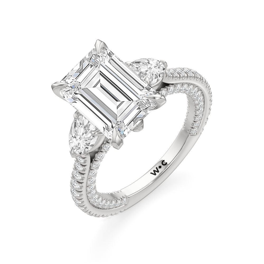 Emerald Cut The W Crest Engagement Ring with Lab Grown Diamond in 14KT Platinum view 7
