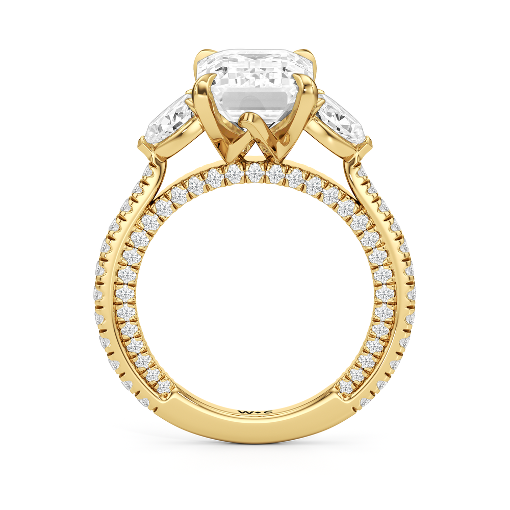Emerald Cut The W Crest Engagement Ring with Lab Grown Diamond in 14KT Yellow Gold view 6
