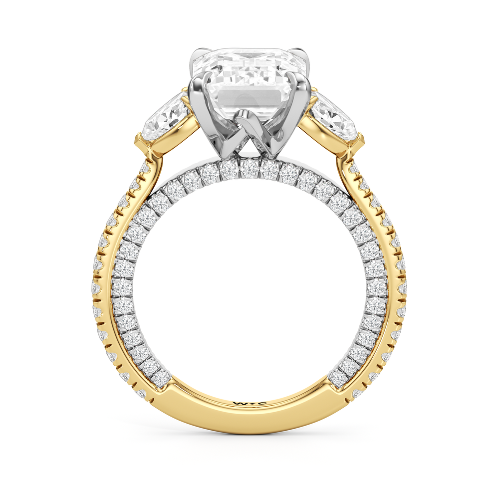 Emerald Cut The W Crest Engagement Ring with Lab Grown Diamond in 14KT Yellow Gold & Platinum view 6
