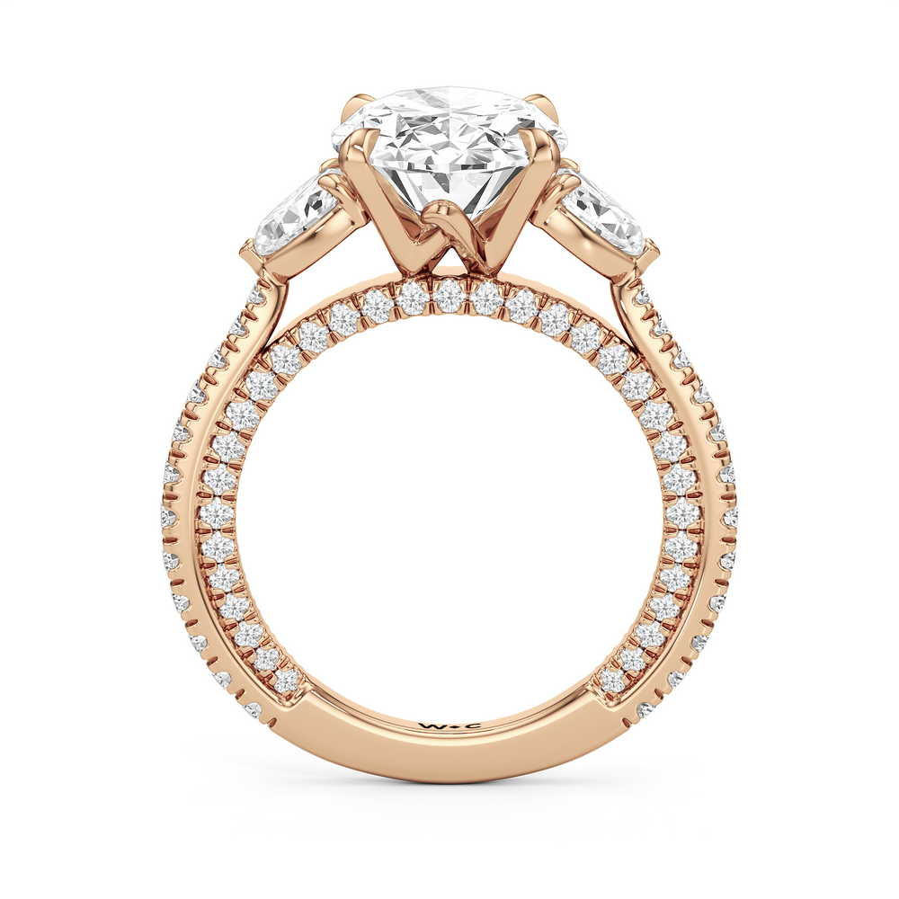 Oval Cut The W Crest Engagement Ring with Lab Grown Diamond in 14KT Rose Gold view 6
