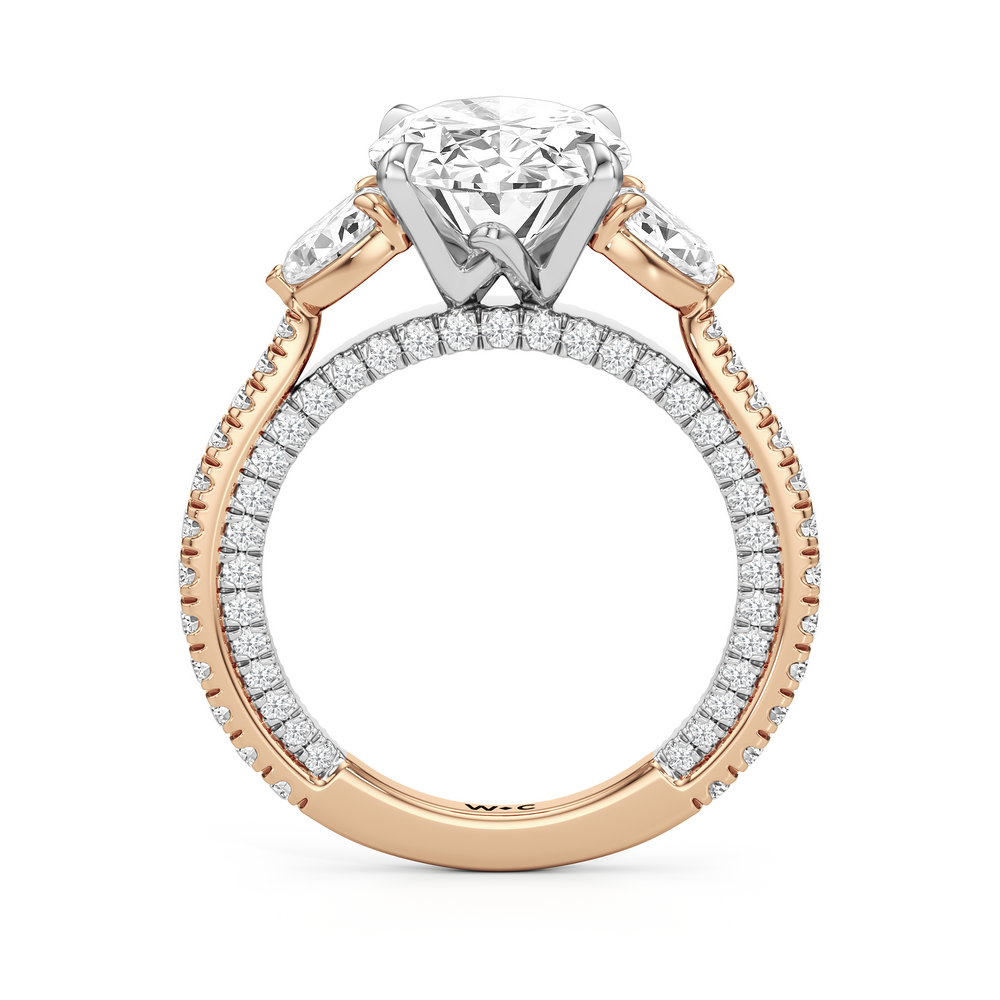 Oval Cut The W Crest Engagement Ring with Lab Grown Diamond in 14KT Rose Gold & Platinum view 6
