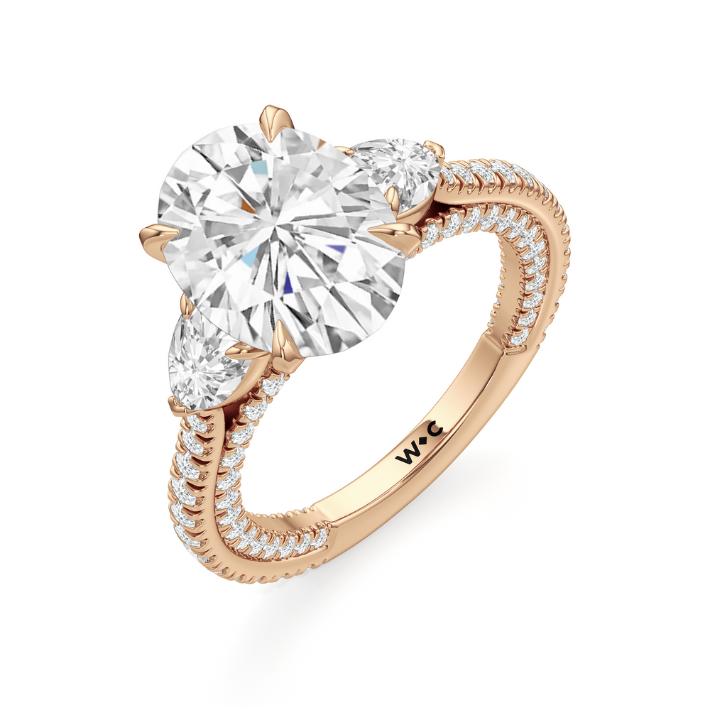 Oval Cut The W Crest Engagement Ring with Lab Grown Diamond in 14KT Rose Gold view 7
