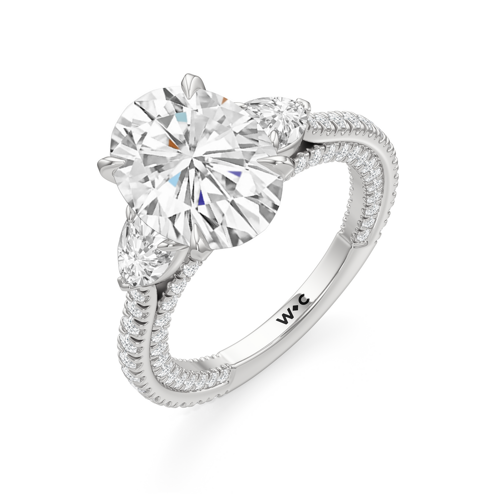 Oval Cut The W Crest Engagement Ring with Lab Grown Diamond in 14KT Platinum view 7
