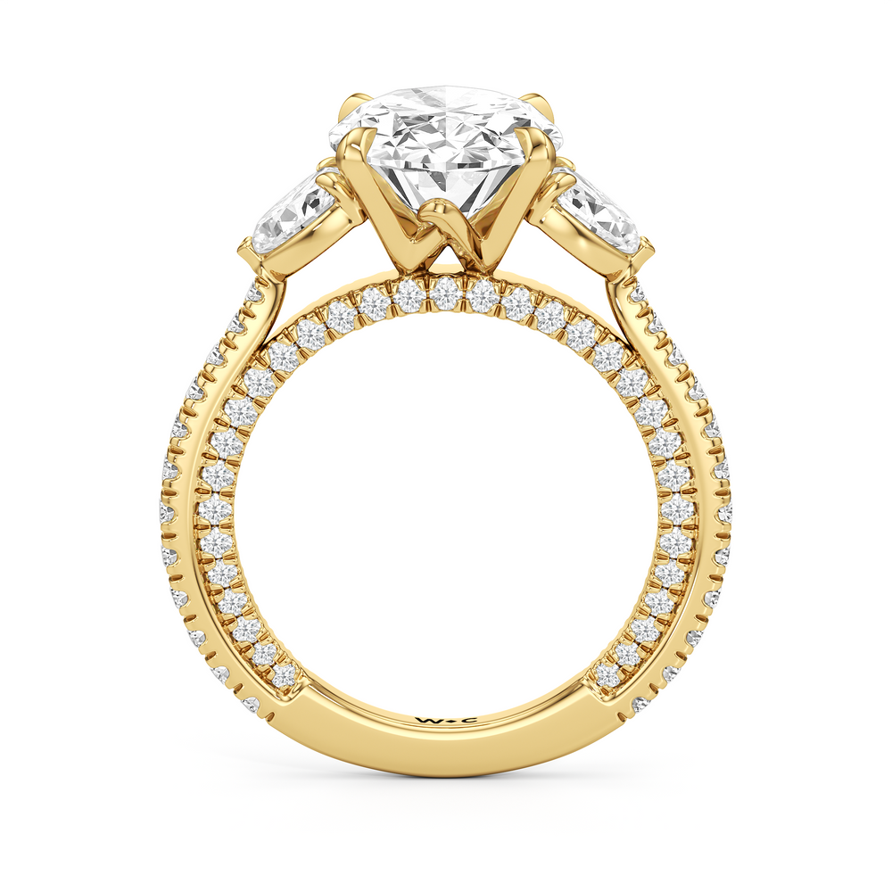 Oval Cut The W Crest Engagement Ring with Lab Grown Diamond in 14KT Yellow Gold view 6
