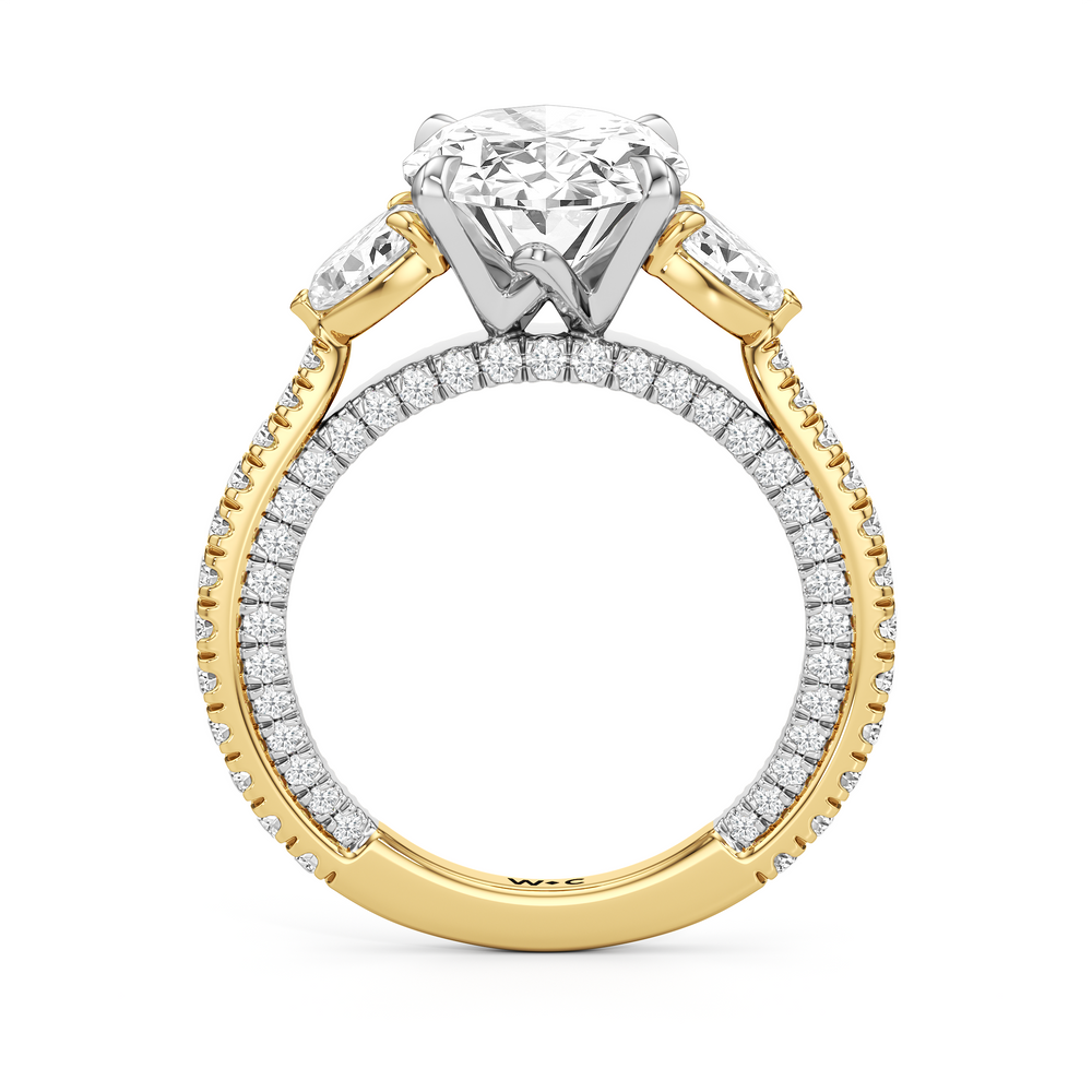 Oval Cut The W Crest Engagement Ring with Lab Grown Diamond in 14KT Yellow Gold & Platinum view 6

