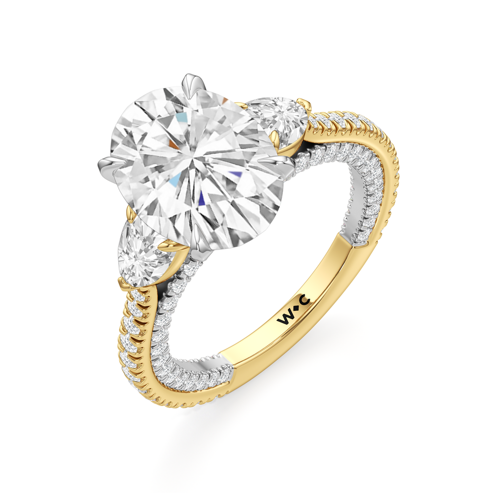 Oval Cut The W Crest Engagement Ring with Lab Grown Diamond in 14KT Yellow Gold & Platinum view 7
