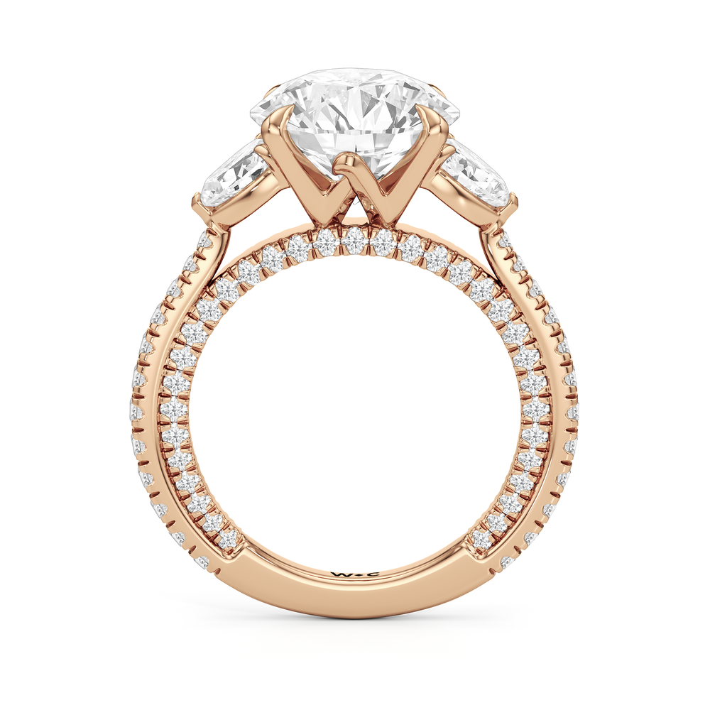 Round Cut The W Crest Engagement Ring with Lab Grown Diamond in 14KT Rose Gold view 6
