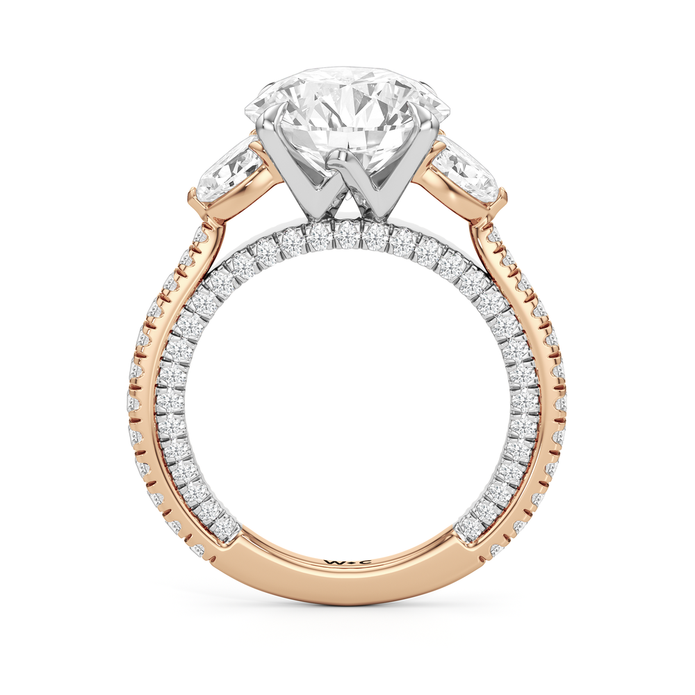 Round Cut The W Crest Engagement Ring with Lab Grown Diamond in 14KT Rose Gold & Platinum view 6
