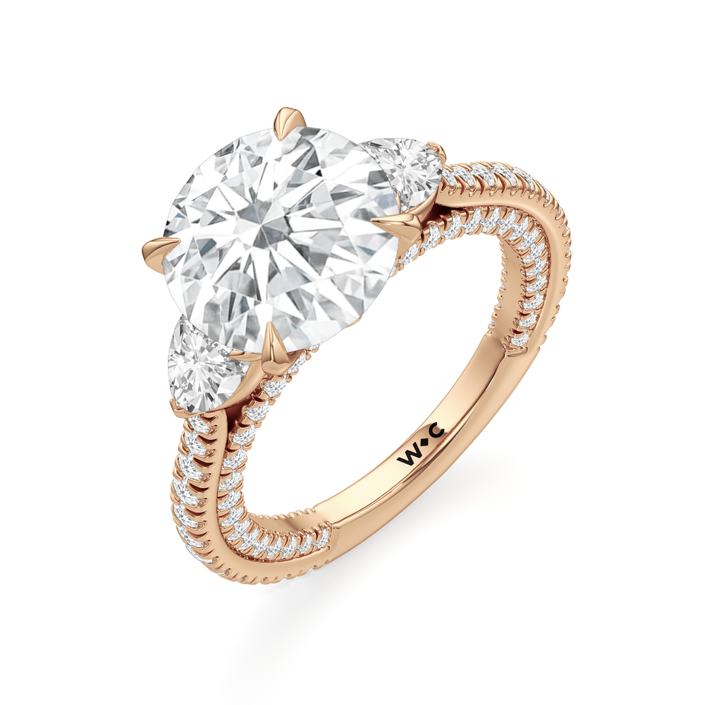 Round Cut The W Crest Engagement Ring with Lab Grown Diamond in 14KT Rose Gold view 7

