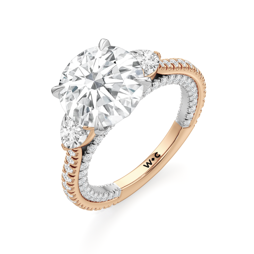 Round Cut The W Crest Engagement Ring with Lab Grown Diamond in 14KT Rose Gold & Platinum view 7
