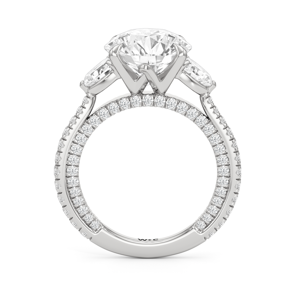Round Cut The W Crest Engagement Ring with Lab Grown Diamond in 14KT Platinum view 6
